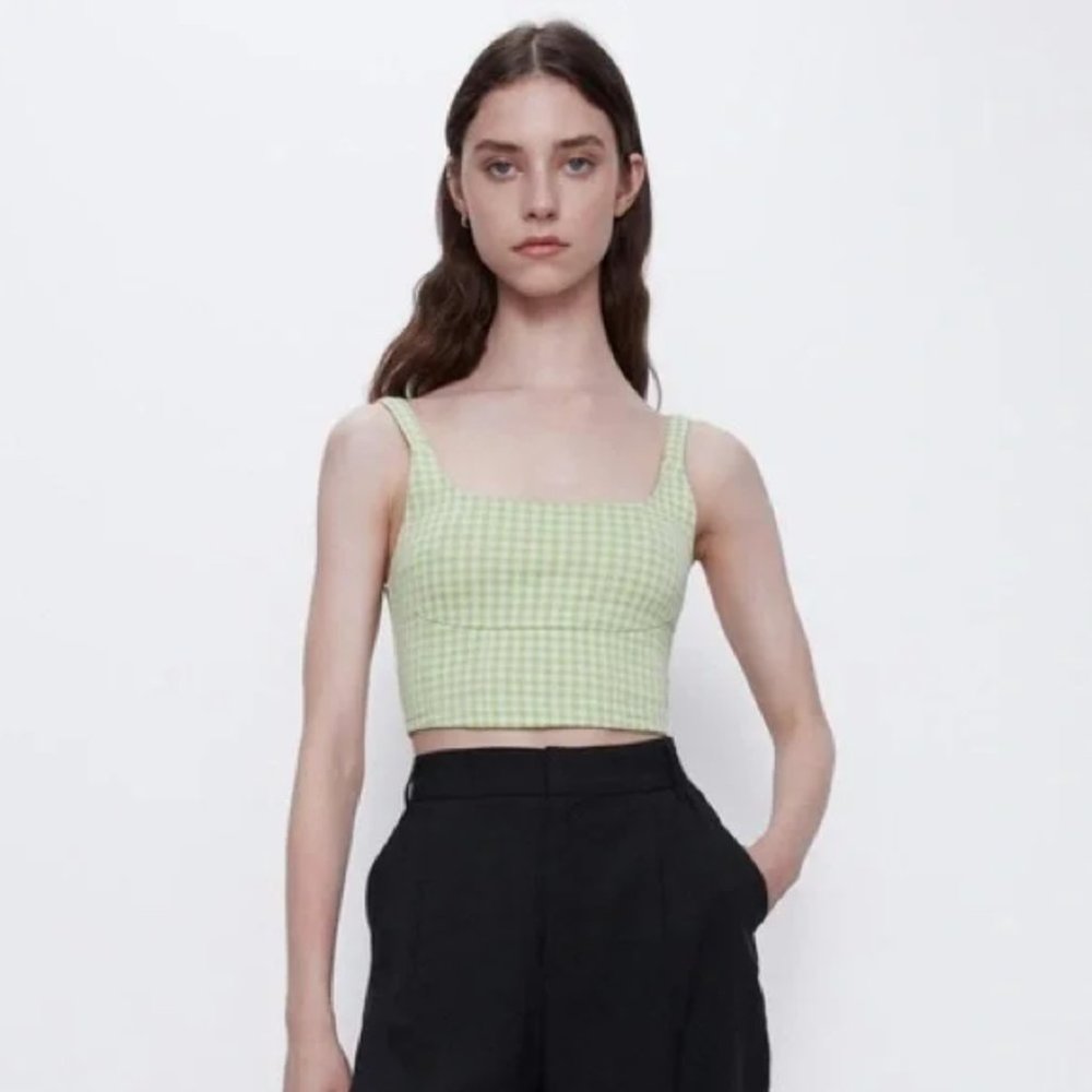 Zara Cropped Jacquard Top M